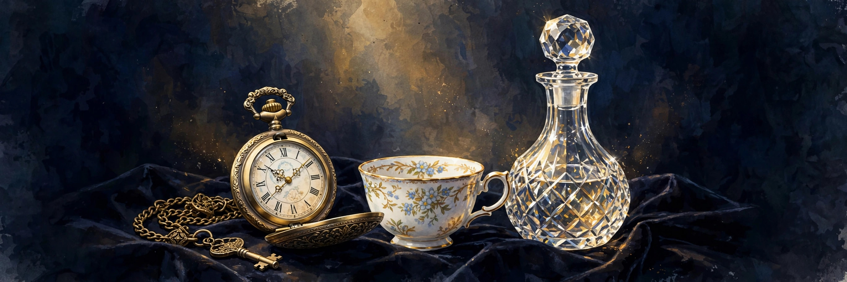 A featured antique treasure under a warm spotlight
